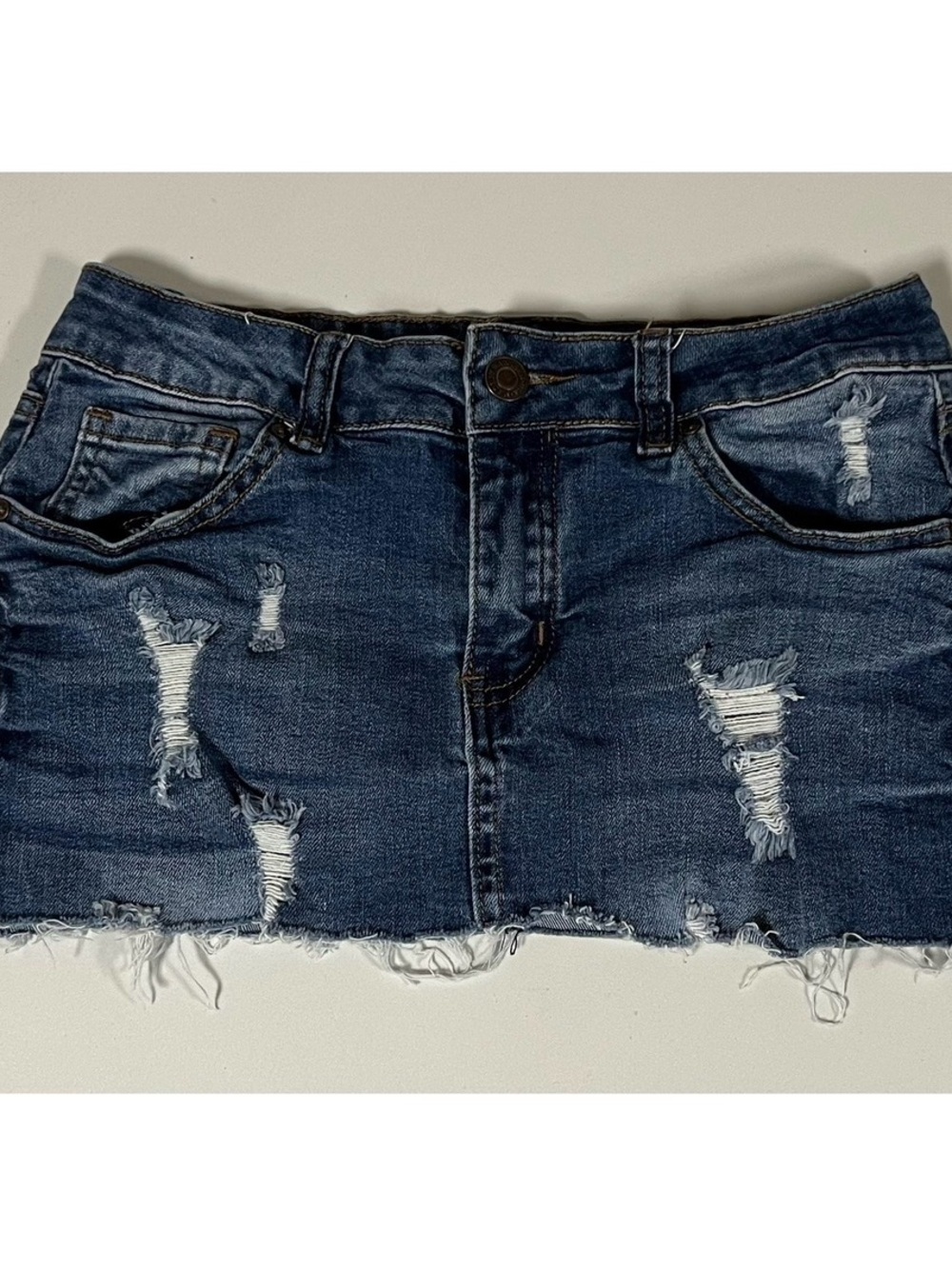 Wax Jean Blue Denim Distressed Bodycon Mini Skirt Bottoms Size S 💙✨ #denim #jean